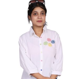 EMBROIDERY FLOWER CASUAL SHIRT FREE SIZE