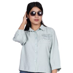 PLANE SHIRT WITH POCKET CASUAL FREE SIZE